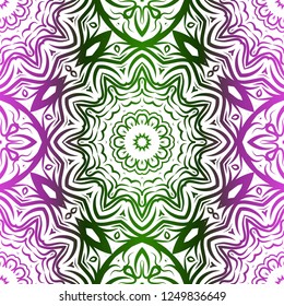 Ornamental Floral Print With Color Seamless Ornament. For Design Of Carpet, Shawl, Pillow, Cushion. Vector Illustration.