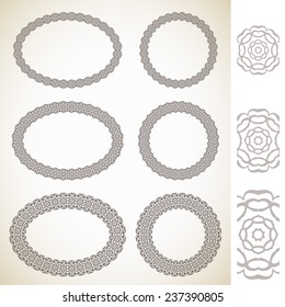 Ornamental floral round and oval frames Vector set