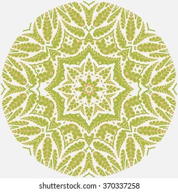 Ornamental floral round pattern. Green mandala
