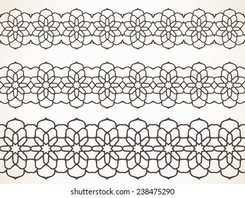 Conjunto de vectores de borde sin soldadura con flores ornamentales