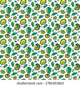 Ornamental Floral Seamless Pattern for Design. Hand-drawn Colored Seamless Pattern With Flowers, Leaves and Decorations for Card, Baner, Wedding, Holiday, Birthday, Web, Print, Textile.