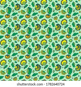 Patrón Ornamental Floral Seamless para Diseño. Patrón de incandescencia de colores dibujados a mano con flores, hojas y decoraciones para tarjeta, baranda, boda, vacaciones, cumpleaños, web, impresión, textil.