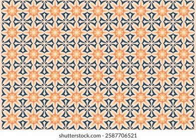 Ornamental Floral Stars Vector Background, batik motifs, Whimsical Stars and Floral Vector Wallpaper