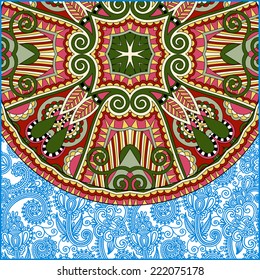 ornamental floral template with circle ethnic dish element, mandala design, kaleidoscopic floral pattern, vector illustration