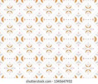 Ornamental floral tiles seamless vector pattern. Abstract damask arabesque background.