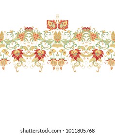 Ornamental floral vector border  on white background