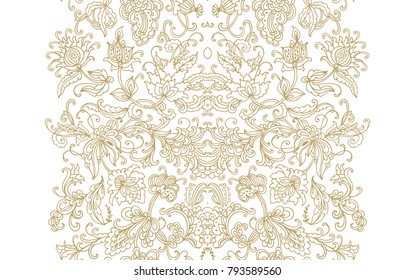Ornamental floral vector border on white background