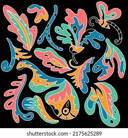 vector floral ornamental fondo sin fisuras con muchos detalles. pop de color de patrón primitivo