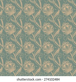 Ornamental floral vector seamless background.