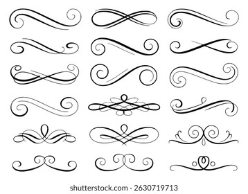 Ornamental flourish elements vector design set