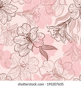 Ornamental flower background. Seamless pattern for your design wallpapers, pattern fills, web page backgrounds, surface textures.