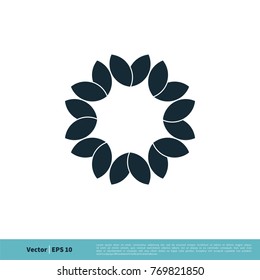 Ornamental Flower Border / Frame Icon Vector Logo Template Illustration Design. Vector EPS 10.