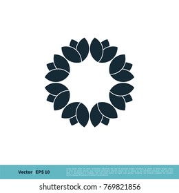 Ornamental Flower Border / Frame Icon Vector Logo Template Illustration Design. Vector EPS 10.