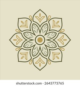 An ornamental flower is created with gold accents as a design element.