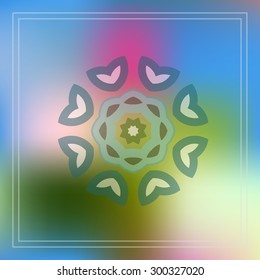 Ornamental flower decor geometric element on abstract blur background for web design, colorful, Nature blurred unfocused