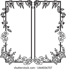 Ornamental flower frame, with border element black and white. Vector