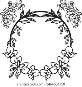 Ornamental flower frame, with border element black and white. Vector