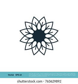 Ornamental Flower Icon Vector Logo Template Illustration Design. Vector EPS 10.
