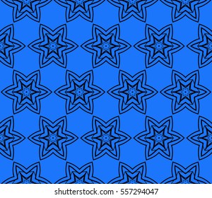 Ornamental flower lace pattern. Endless Texture. vector illustration. black on blue. for design invitation, background, wallpaper