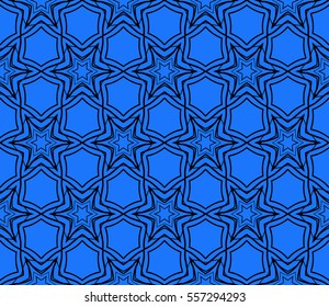 Ornamental flower lace pattern. Endless Texture. vector illustration. black on blue. for design invitation, background, wallpaper