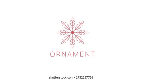 Ornamental Flower Logo Icon. Floral Logotype. Leafs ornament sign.