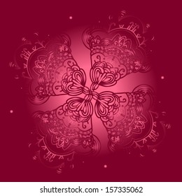 ornamental flower on red gradient background. stylized element for your design