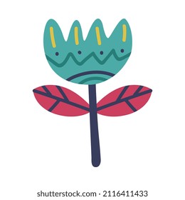 Ornamental Flower on Stem as Mexican Symbol Vector Illustration