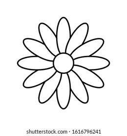 Ornamental flower outline icon vector on white background