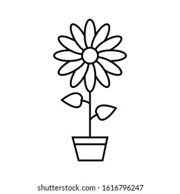 Ornamental flower outline icon vector on white background