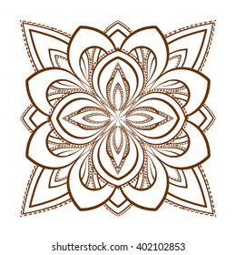 Ornamental flower pattern. Henna mandala, mehndi flower ornament. Ethnic decorative element. Henna tattoo design.