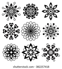 Ornamental flower Set vector, abstract  floral ornament