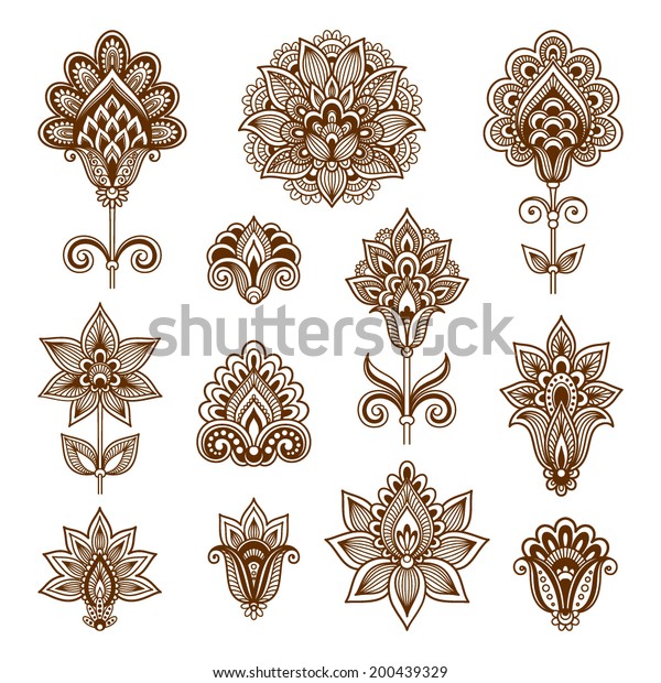 Ornamental Flowers Vector Set Abstract Floral Stock Vector (Royalty ...