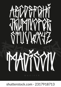 Ornamental font, handwritten typography vector illustration.