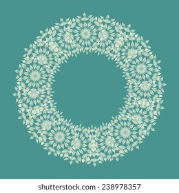 Ornamental frame with abstract flowers,