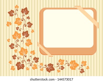 Ornamental frame with autumn leaves in retro colors.