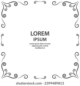 Marco ornamental. Patrón blanco y negro. Decoración y diseño para tarjeta, invitación, folleto. Ilustración de arte vector sobre fondo blanco
