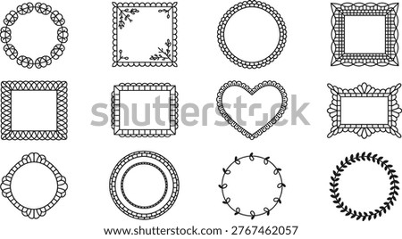 Ornamental Frame and Border Icon Set – Black and White Decorative Vector Collection