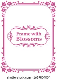 Ornamental frame with cherry blossoms. Vector illustration.