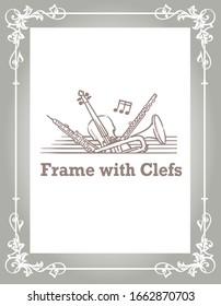 Ornamental frame with clefs. Vector illustration.