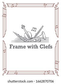 Ornamental frame with clefs. Vector illustration.