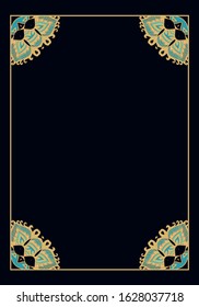 Ornamental frame with  corner decor on black background