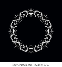 Ornamental frame with  corner decor on black background