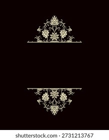 Quadro ornamental com decoração de canto em fundo preto