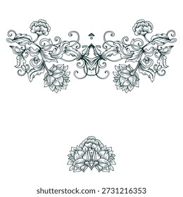 Ornamental frame with  corner decor on white background