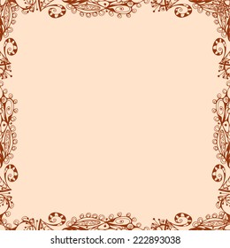 Ornamental frame with curl element. Square shape