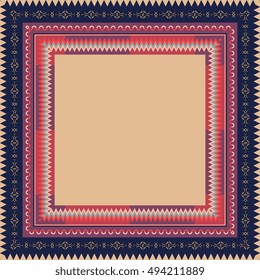 Ornamental frame . Ethnic motives. Vector illustration. Lovely tablecloth. Bandana print. Scarf.