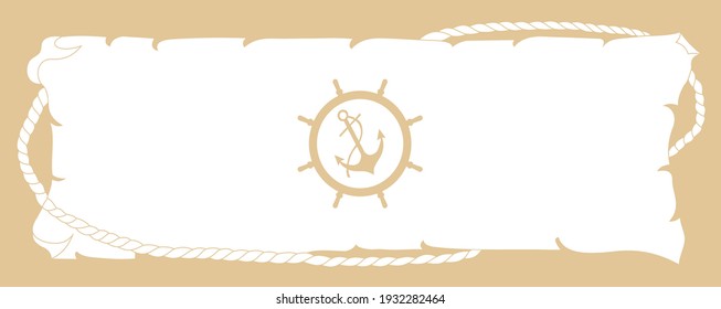 Ornamental frame in Marine theme. Vector file. Can be used as glass etching pattern, as a printable banner, also. Can be used to decorate a mirror also.