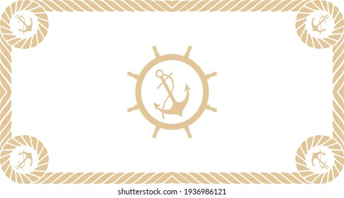 Marco ornamental en el tema marino. Archivo vector. También se puede usar como patrón de grabado de vidrio, como pancarta imprimible. También se puede utilizar para decorar un espejo.