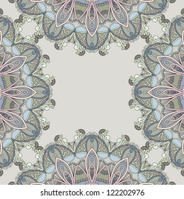 Ornamental frame on grey background. Pattern template