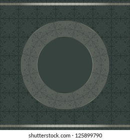 Ornamental frame on seamless pattern background. Vintage design
